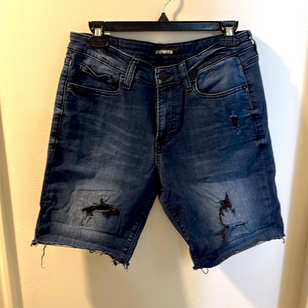 Express distressed denim shorts